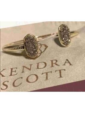Kendra Scott Women Gold Pave Set Stones Halo Design Bracelet 8"